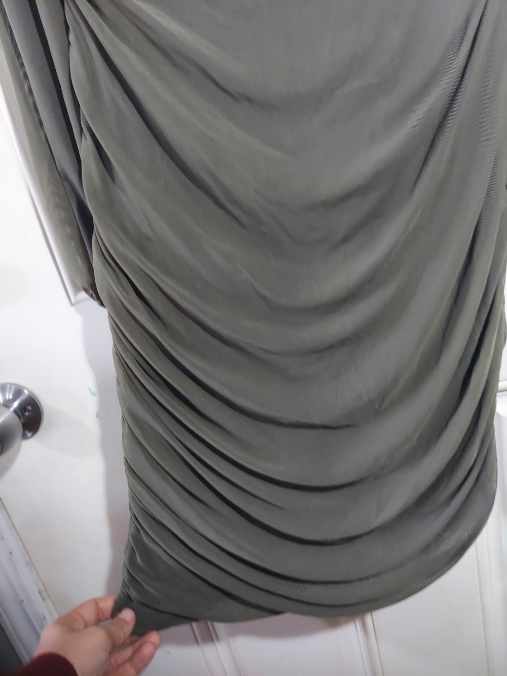 BloomChic Olive Off-Shoulder Ruched Mini Dress - Picture 3 of 7